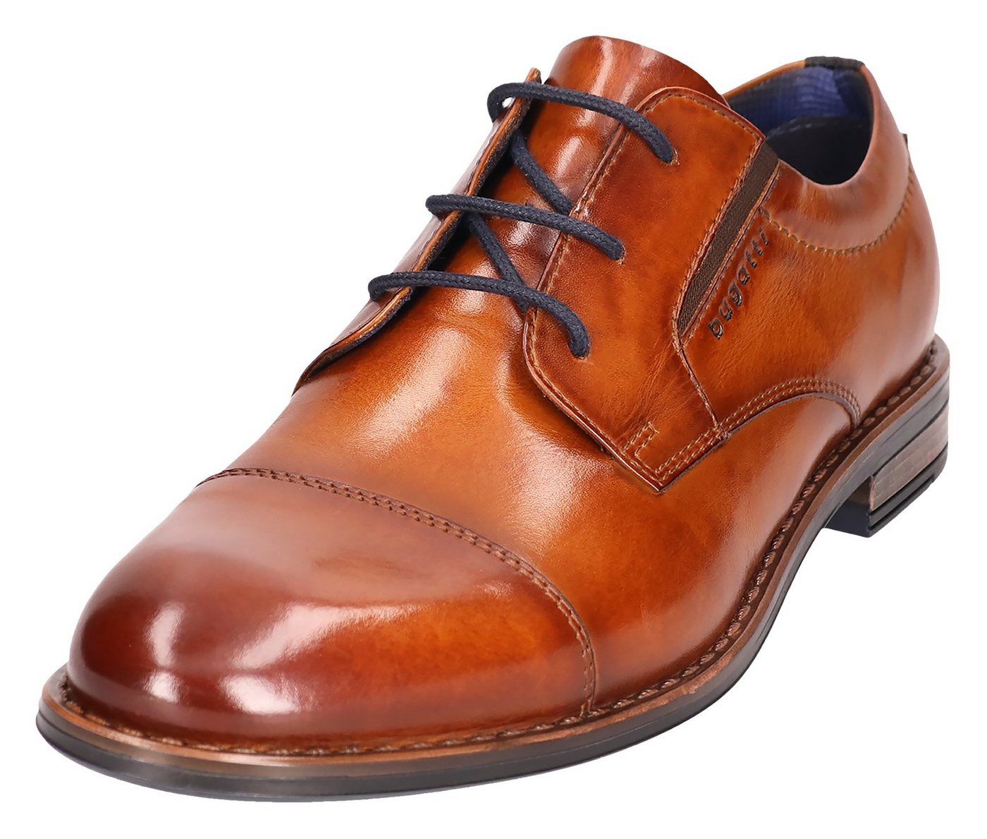 Bugatti Schnürschuh, Blockabsatz, Abendschuh, Festtagsschuh, Businessschuh, Logoprägung