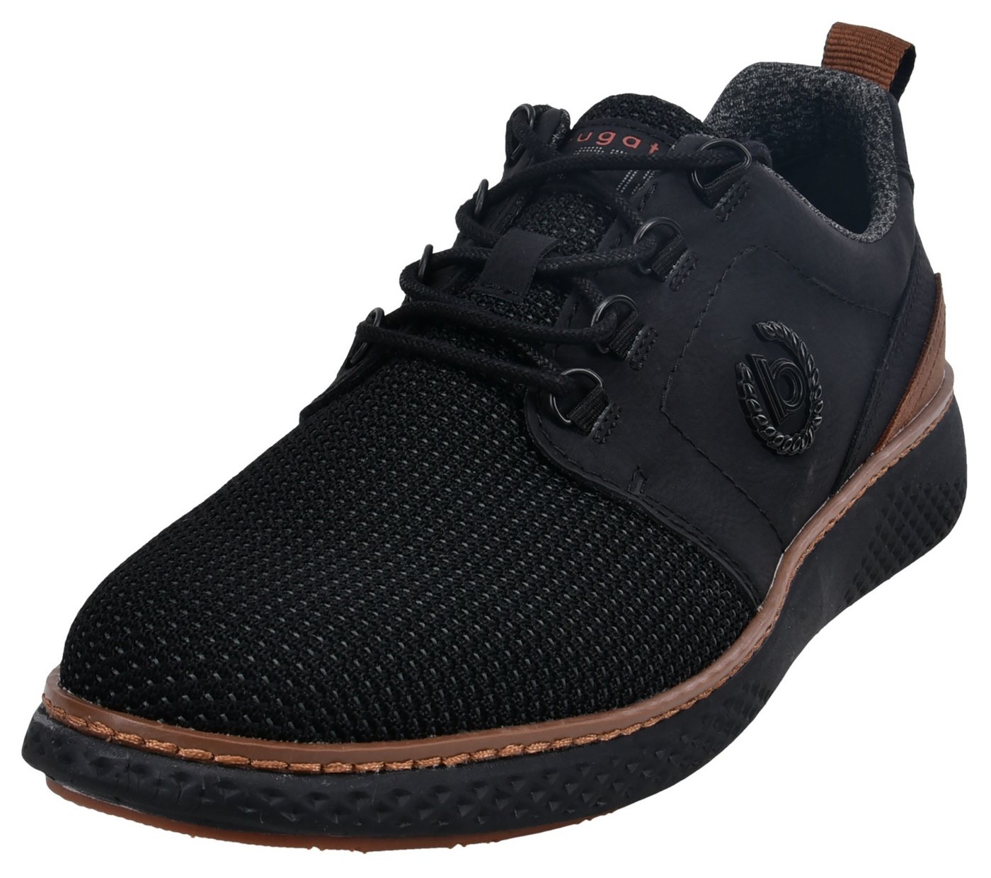 Bugatti Schnürschuh, Freizeitschuh, Halbschuh, Schnürer mit Kontrastbesatz an der Ferse