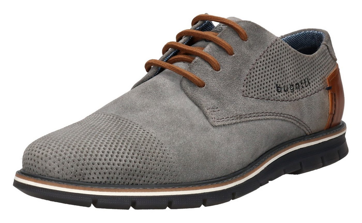 Bugatti Schnürschuh, Freizeitschuh, Halbschuh, Sneaker mit Ziernähten (grau)