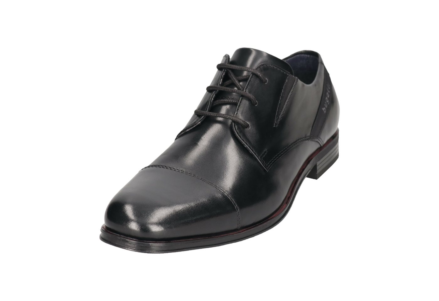 Bugatti Schnürschuh Halbschuh, Business-Schnürer, Anzugschuh mit seitlichem Logoschriftzug (schwarz)