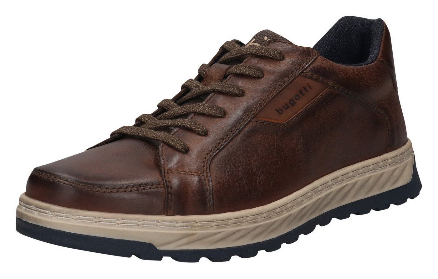 Bugatti Schnürschuh Halbschuh, Sneaker, Freizeitschuh mit Profilsohle (braun)