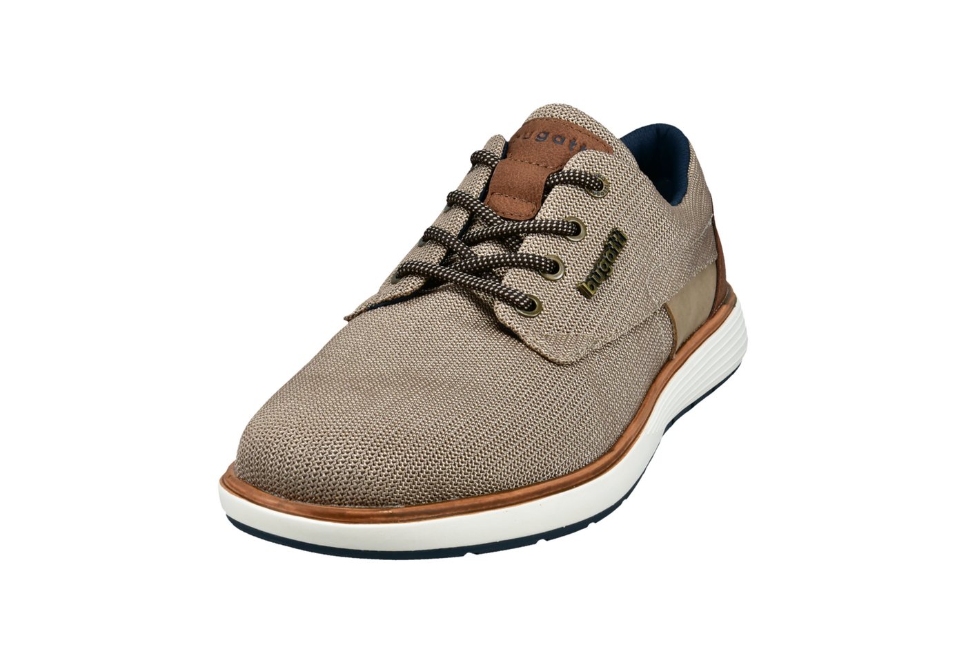 Bugatti Schnürschuh Schnürschuh, Halbschuh mit Kontrastbesatz an der Ferse (beige)