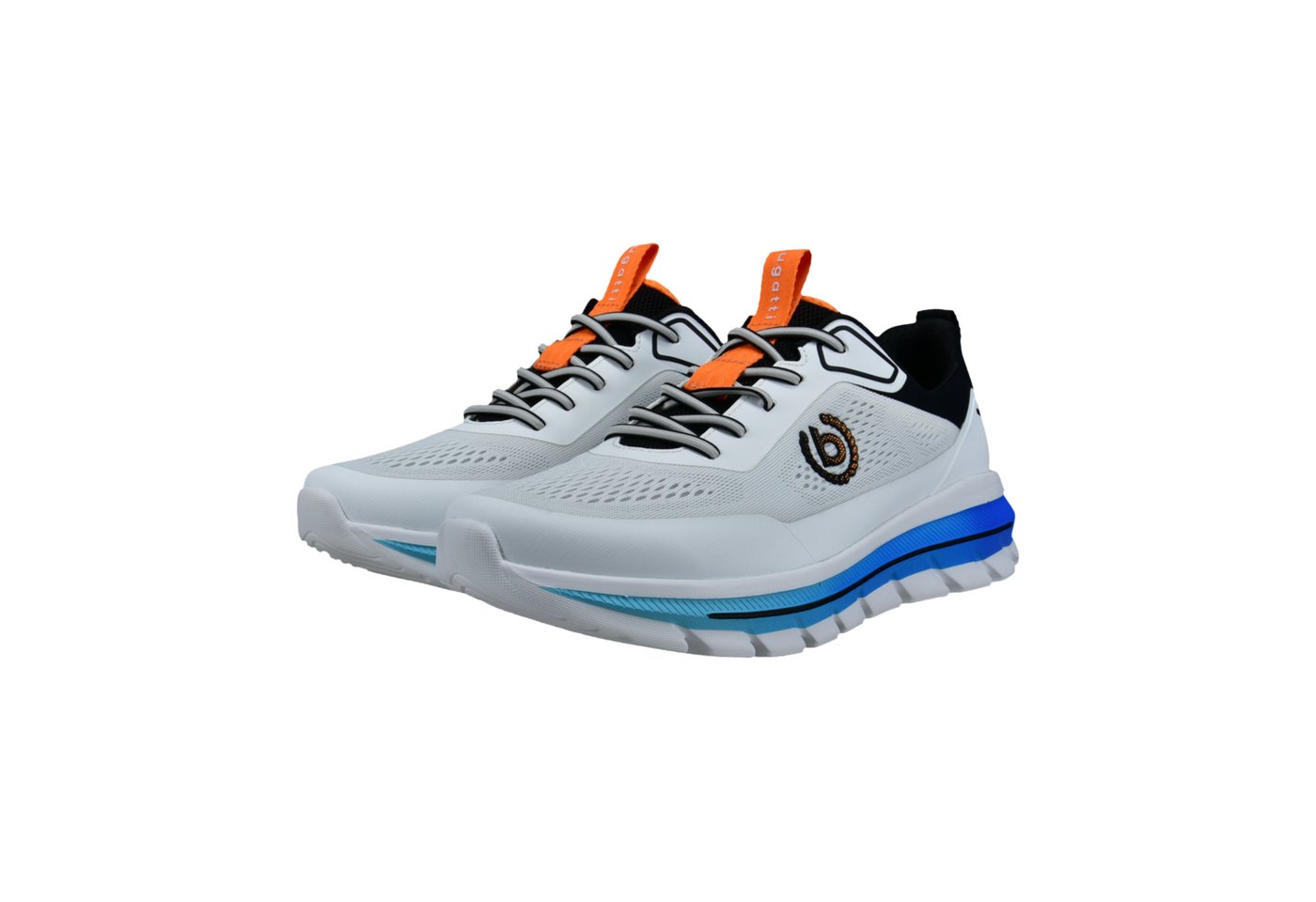 Bugatti Sneaker Freizeitschnürer, Halbschuh im Materialmix (blau/weiß)