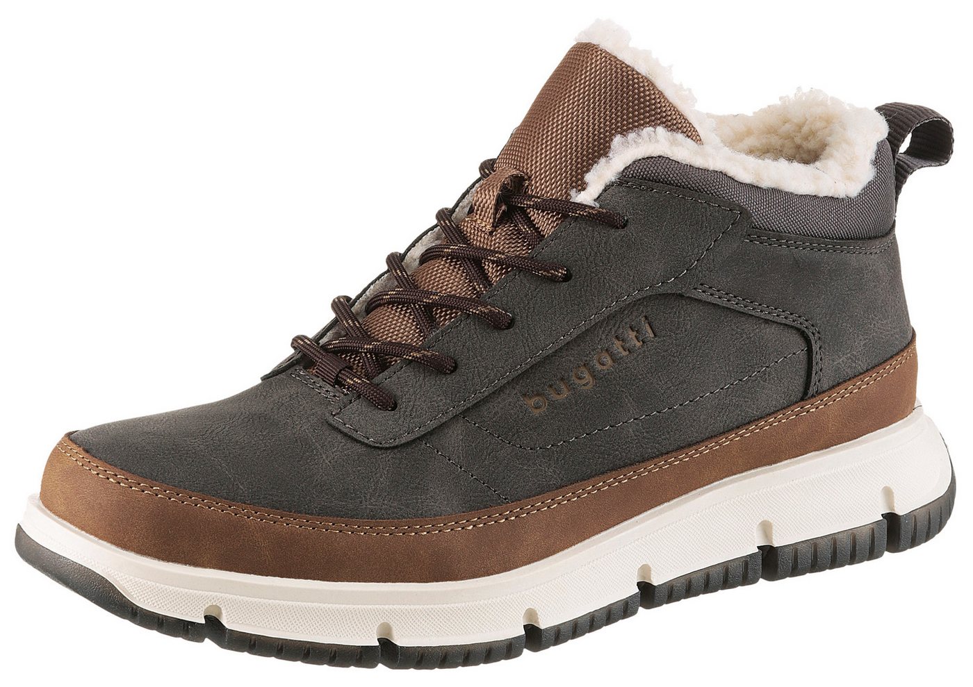 Bugatti Sneaker High Top Sneaker, Schnürboots mit modischer Profilsohle, Warmfutter