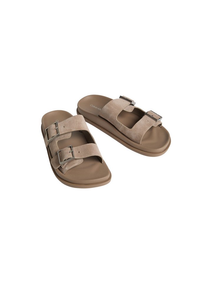 Calvin Klein CITY SANDAL BUCKLE SUEDE Pantolette Sommerschuh, Flats mit Schnallenverschluss