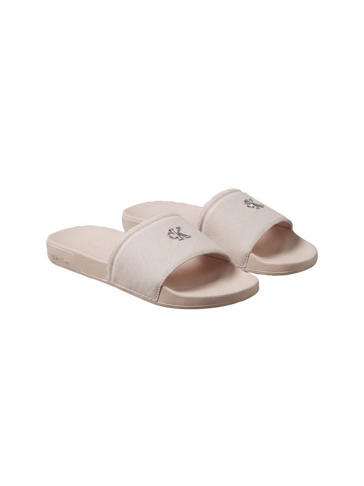 Calvin Klein ESS SLIDE CANVAS HDW Pantolette Strandschuh, Badeschuh, Flat mit Logo