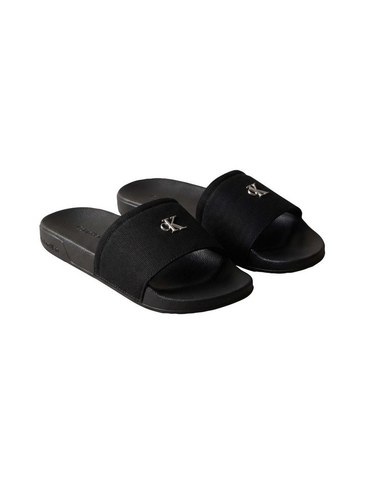 Calvin Klein ESS SLIDE CANVAS HDW Pantolette Strandschuh, Badeschuh, Flat mit Logo