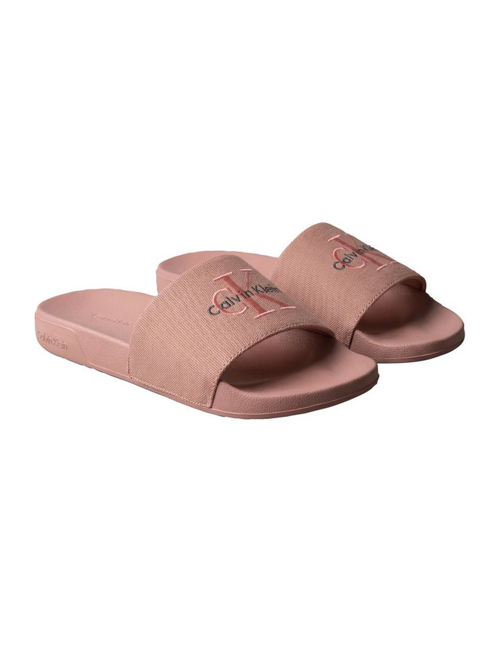 Calvin Klein ESS SLIDE CV WN Badepantolette Strandschuh, Flat mit CK-Stickerei (rosé)