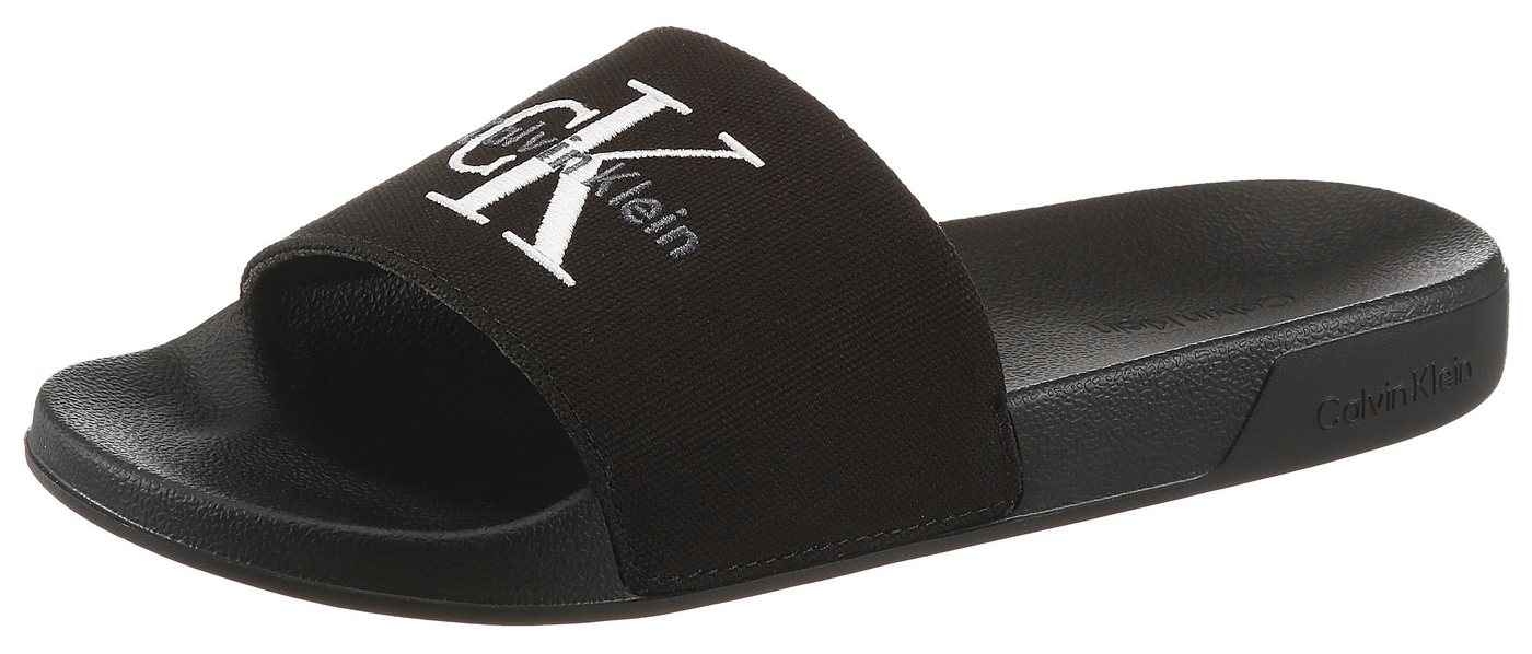 Calvin Klein ESS SLIDE CV WN Pantolette Sommerschuh, Poolslides, Pantolette, Strandschuh mit Logoschriftzug