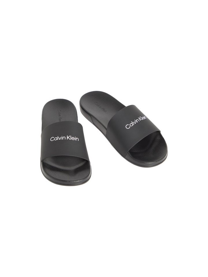 Calvin Klein ESS SLIDE MONOBRAND CV Badepantolette Strandschuh, Pool Slides, Flat, Sommerschuh, Pantolette mit Logo