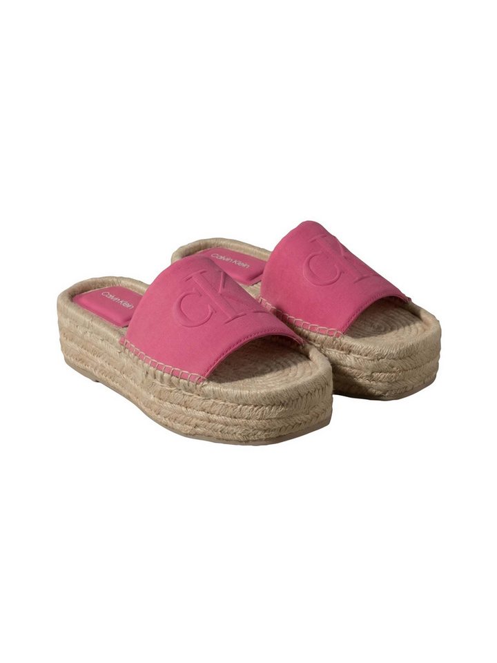 Calvin Klein FLATF ESPA NEOP MG Pantolette Sommerschuh, Strandschuh mit Plateau, schmale Form