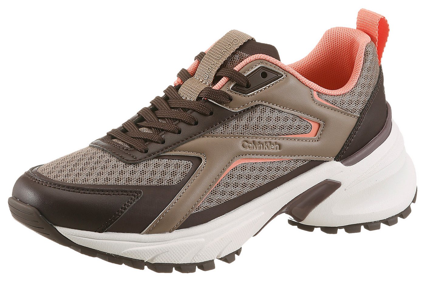 Calvin Klein HIKE RUN CKSTRIPE MESH Plateausneaker Schnürschuh, Halbschuh, Freizeitsneaker mit Logo-Schriftzug (braun/beige)