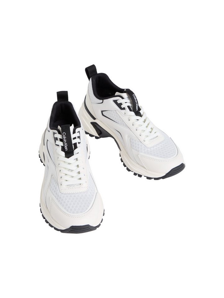 Calvin Klein HIKE RUN CKSTRIPE MESH Plateausneaker Schnürschuh, Halbschuh, Freizeitsneaker mit Logo-Schriftzug (schwarz/weiß)
