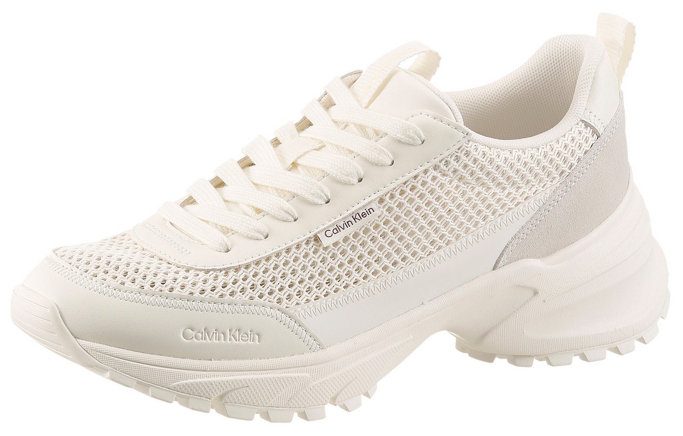 Calvin Klein HIKE RUNNER LACEUP MESH Plateausneaker Chunky Sneaker, Halbschuh, Freizeitsneaker mit Profilsohle (weiß)