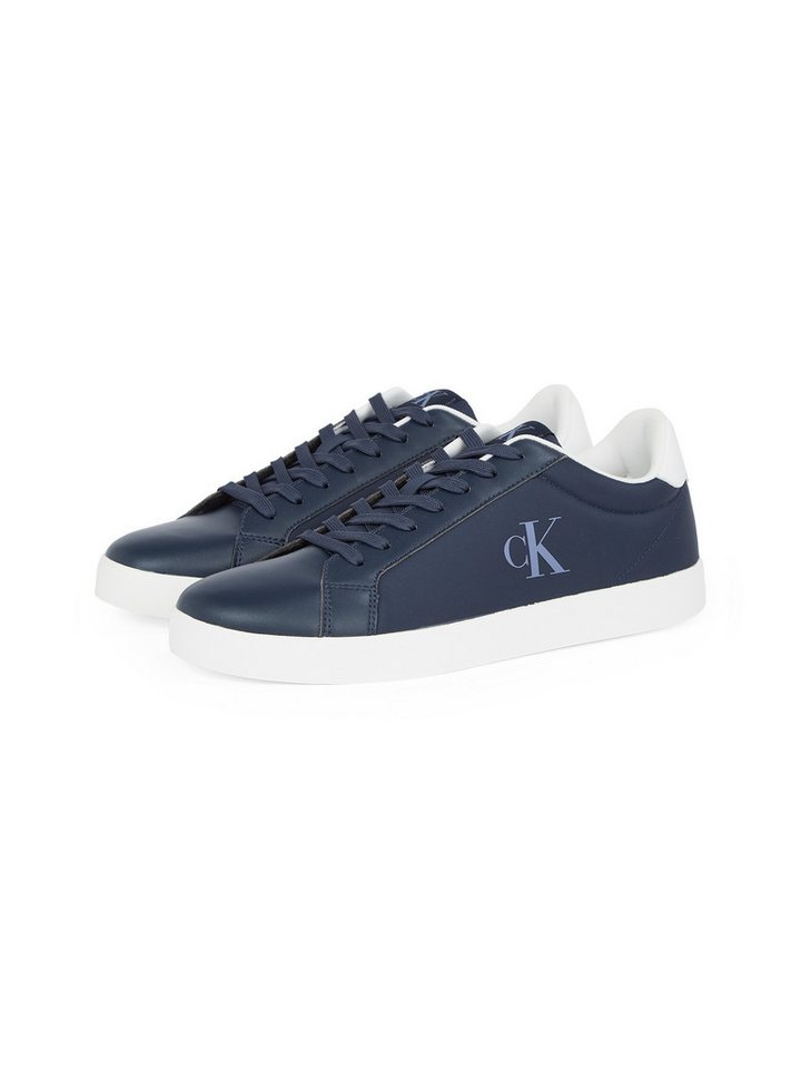 Calvin Klein Jeans 3 CUPSOLE PU Plateausneaker, Freizeitschuh, Halbschuh, Schnürschuh mit gepolstertem Schaftrand (blau/weiß)