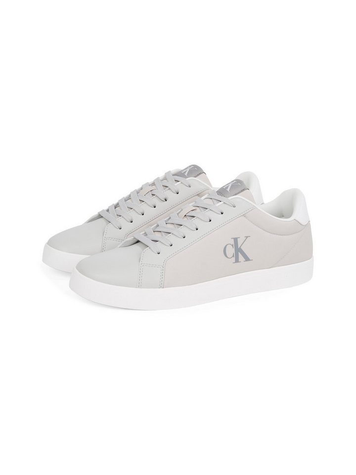 Calvin Klein Jeans 3 CUPSOLE PU Plateausneaker, Freizeitschuh, Halbschuh, Schnürschuh mit gepolstertem Schaftrand (grau/weiß)