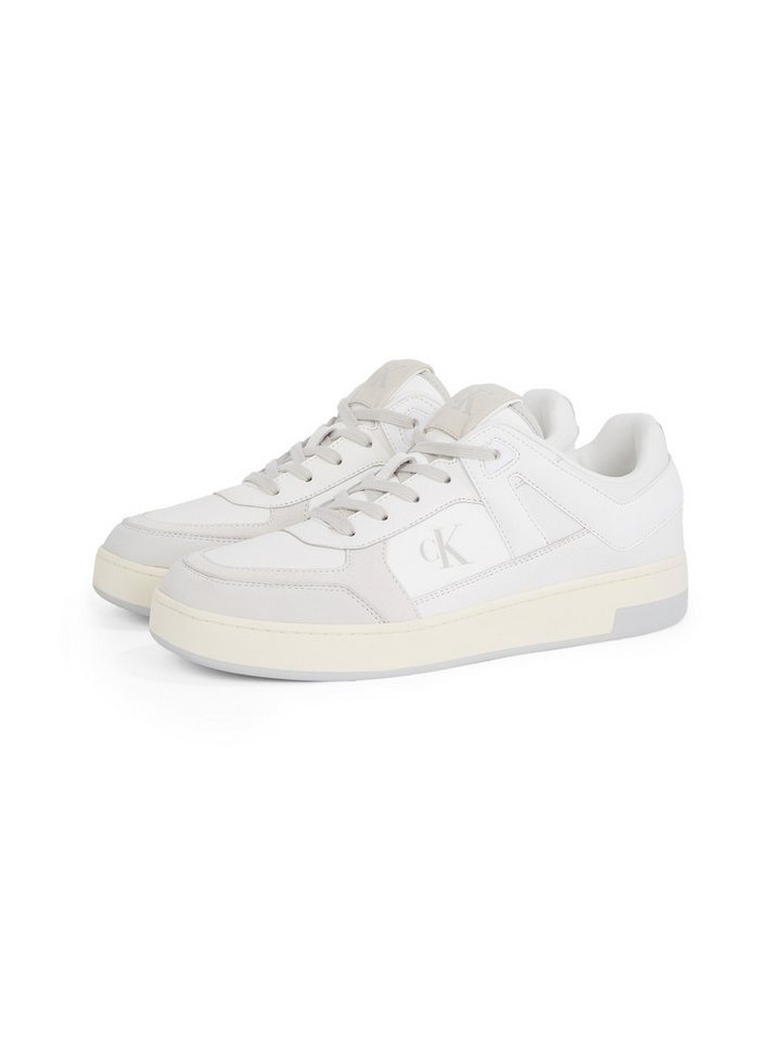 Calvin Klein Jeans BASKET CUP LOW LACEUP LTH MIX Sneaker, Basket-Sneaker, Schnürschuh, Halbschuh, Freizeitschuh mit CK Logo (weiß)