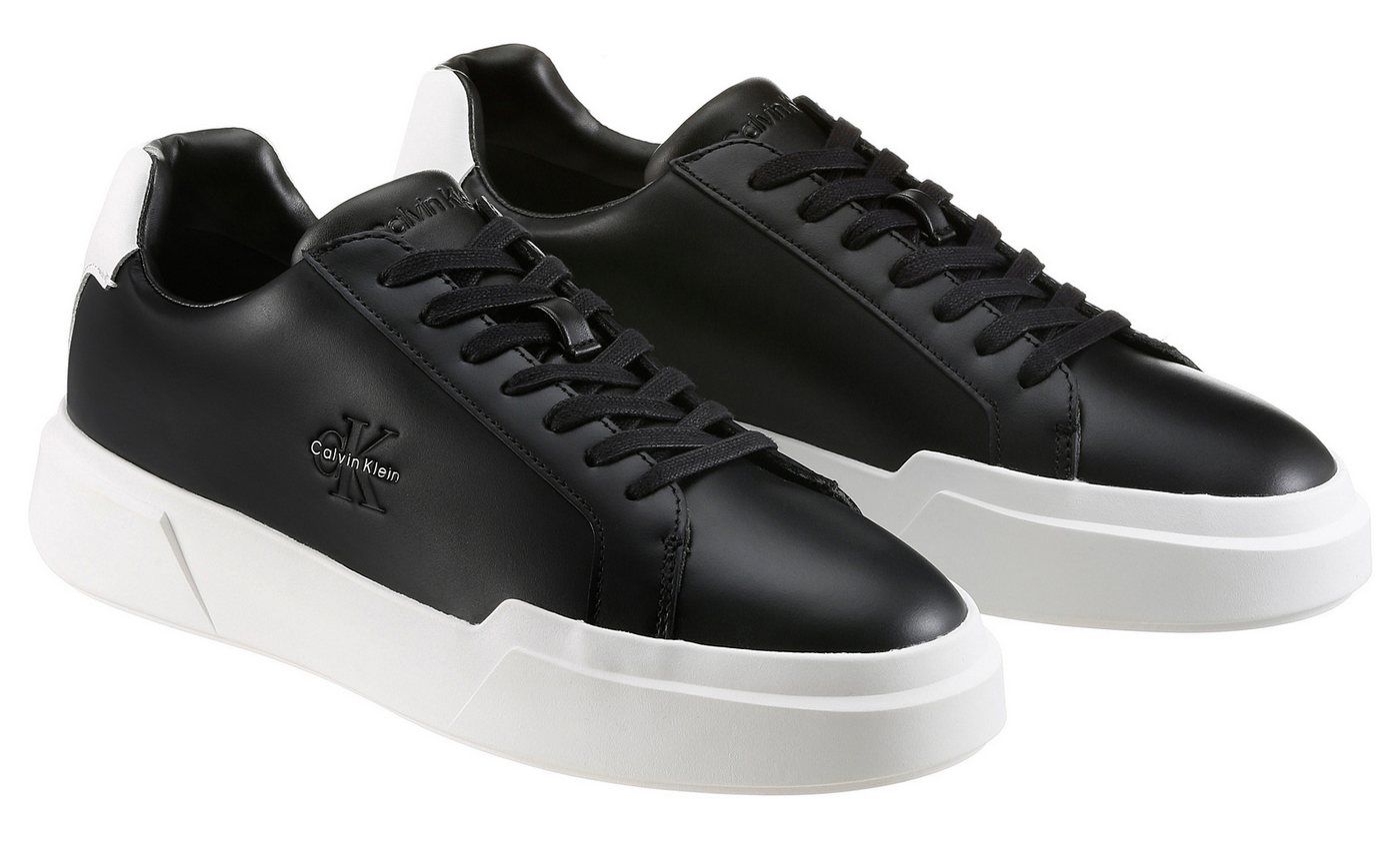 Calvin Klein Jeans CHUNKY CUPSOLE LACEUP LTH Sneaker Freizeitschuh, Halbschuh, Schnürer mit CK-Logoprägung (schwarz/weiß)