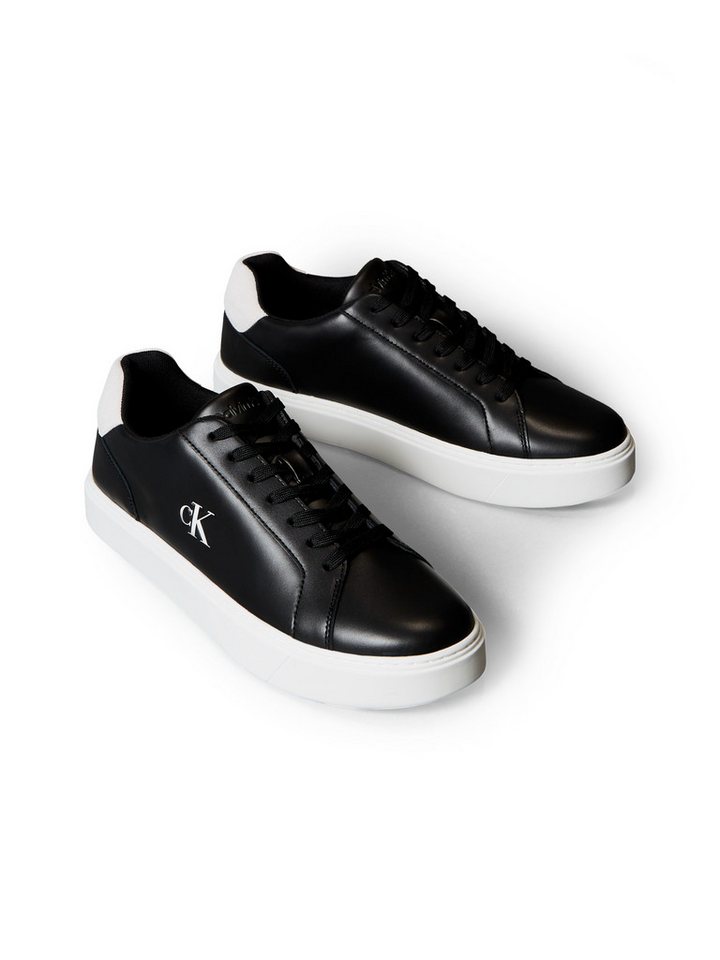 Calvin Klein Jeans CLASSIC CUPSOLE LACEUP LTH Sneaker Schnürschuh, Halbschuh, Freizeitschuh mit seitlichem CK-Logo (schwarz/weiß)