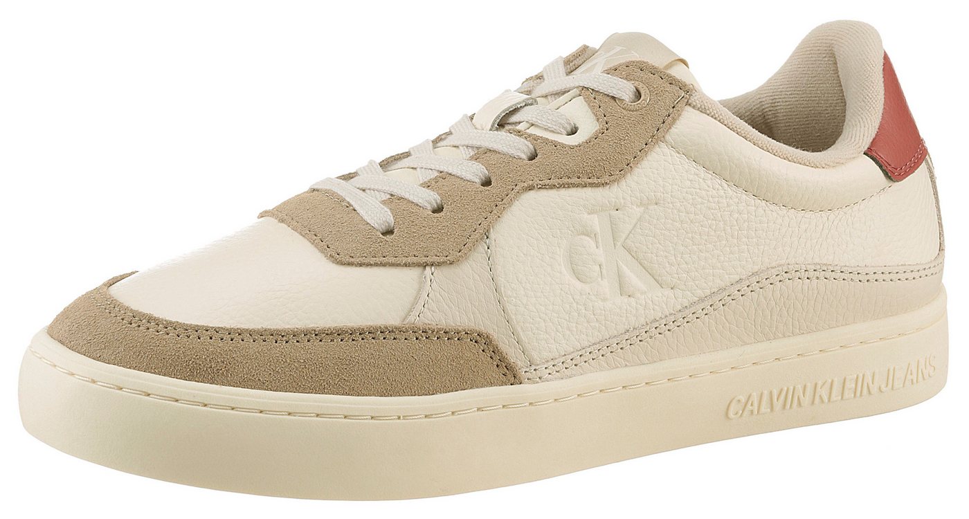 Calvin Klein Jeans CLASSIC CUPSOLE MG WMM Plateausneaker, Freizeitschuh, Halbschuh, Schnürschuh mit seitlichem CK-Logo (rot/weiß)