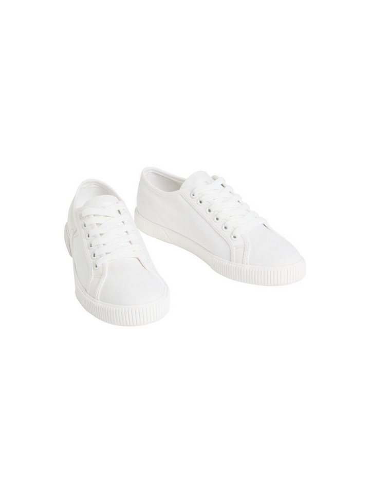 Calvin Klein Jeans ESS VULC LOW CV MG WN Sneaker Halbschuh, Freizeitschuh, Schnürschuh in Retro-Optik (weiß)