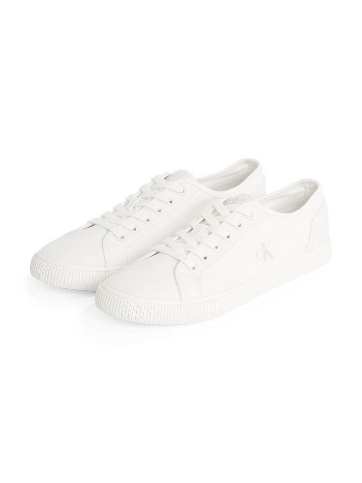 Calvin Klein Jeans ESS VULC LOW MG CANVAS Sneaker Schnürschuh, Halbschuh, Freizeitschuh in klassischer Optik (weiß)