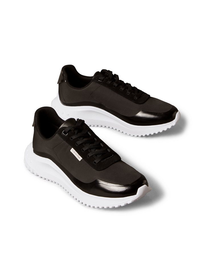 Calvin Klein Jeans EVA RUNNER LACE UP MAT MIX Sneaker Halbschuh, Freizeitschuh, Schnürschuh mit leichter Profilsohle (schwarz/grau)