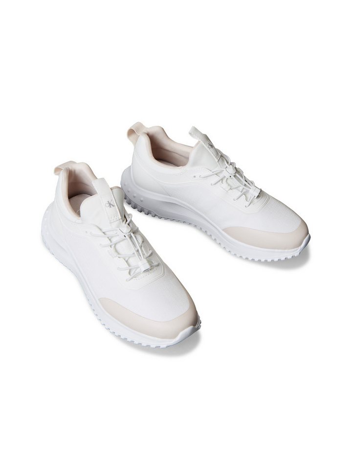 Calvin Klein Jeans EVA RUNNER LACEUP SOCK MAT MIX Slip-On Sneaker Schlupfschuh, Halbschuh, Feizeitsneaker mit Anziehlasche (silber/weiß)