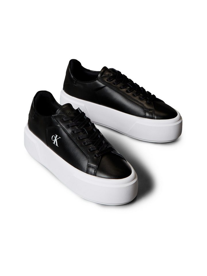 Calvin Klein Jeans FLATFORM LACE UP LTH MG Plateausneaker Schnürschuh, Halbschuh, Freizeitschuh mit CK-Logo