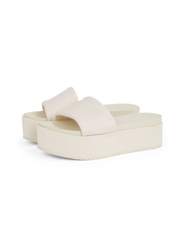 Calvin Klein Jeans FLATFORM SANDAL SLIDE IN NYLON Pantolette, Poolslides, Sommerschuh, Strandschuh, Plateausohle, zum Schlupfen