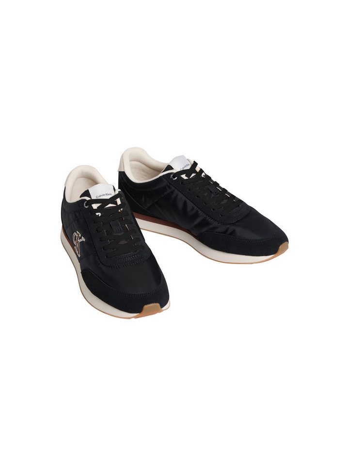 Calvin Klein Jeans RETRO RUNNER ESS MIX MAT Sneaker Freizeitschuh, Halbschuh, Schnürschuh mit Logo-Emblem (schwarz/weiß/braun)