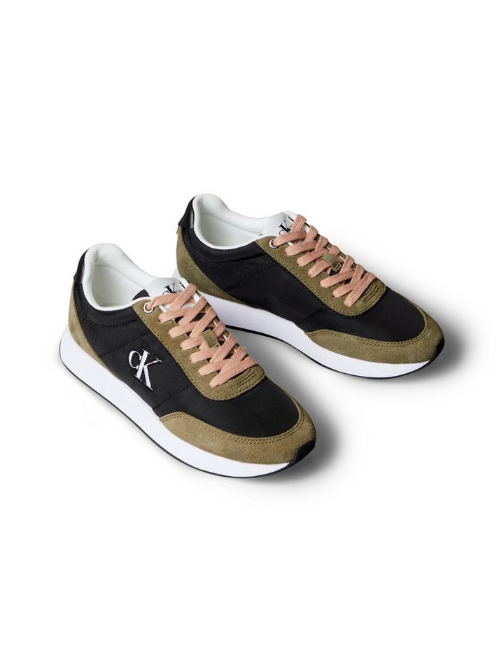 Calvin Klein Jeans RETRO RUNNER ESS MIX MAT Sneaker Schnürschuh, Runner-Sneaker, Freizeitschuh mit seitlichem CK-Logo