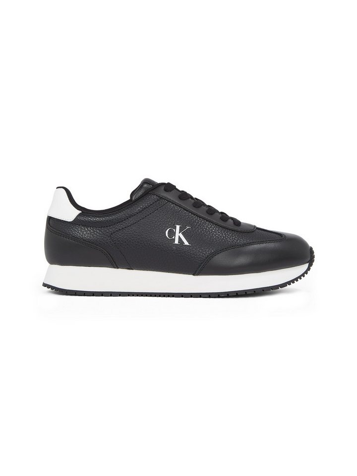 Calvin Klein Jeans RUNNER LACEUP TC Plateausneaker, Freizeitschuh, Halbschuh, Schnürschuh mit Kontrast-Logo (schwarz/weiß)
