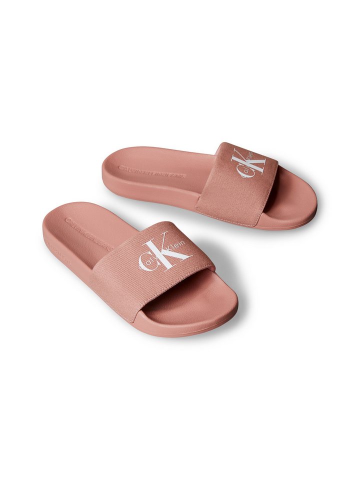 Calvin Klein Jeans SLIDE MONOGRAM WN LOGO CK Badepantolette Strandschuh, Pool Slides, Badeschuh, Flat mit Logo