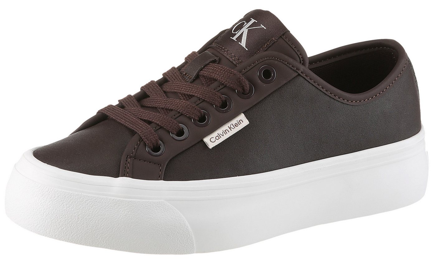Calvin Klein Jeans VULC FLATF LACE UP LTH CK Plateausneaker Schnürschuh, Halbschuh, Freizeitsneaker mit CK-Logo