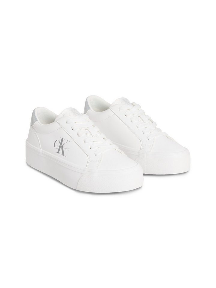 Calvin Klein Jeans VULC FLATF LTH SILVER LOGO TAG Plateausneaker Halbschuh, Schnürschuh, Freizeitsneaker mit Logoschriftzug