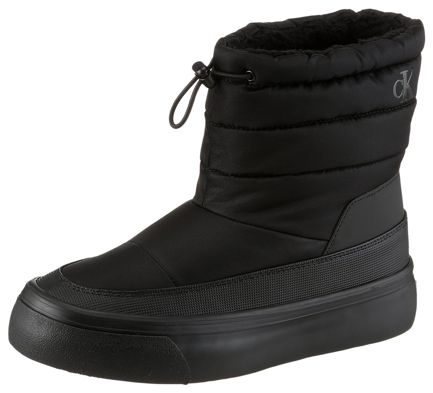 Calvin Klein Jeans VULC FLATF SNOWBOOT NYLON MIX MG Snowboots Winterboots, Winterstiefelette, Warmfutter, mit CK-Logo (schwarz)