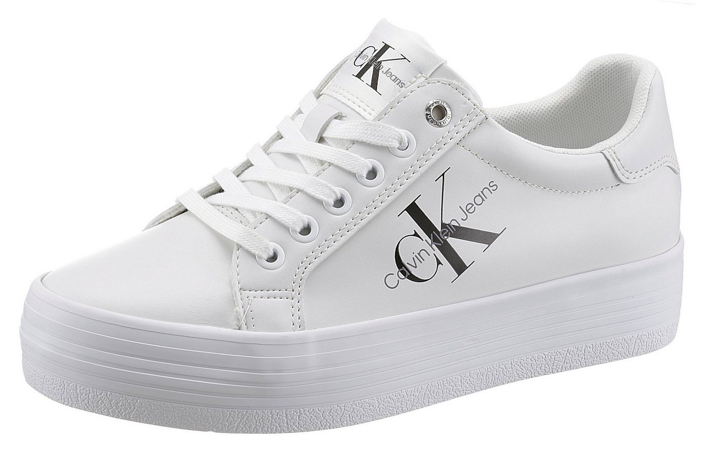 Calvin Klein Jeans VULC FLATFORM LACEUP LOW LTH Plateausneaker weicher Schaftrandpolsterung, Freizeitschuh, Halbschuh, Schnürschuh