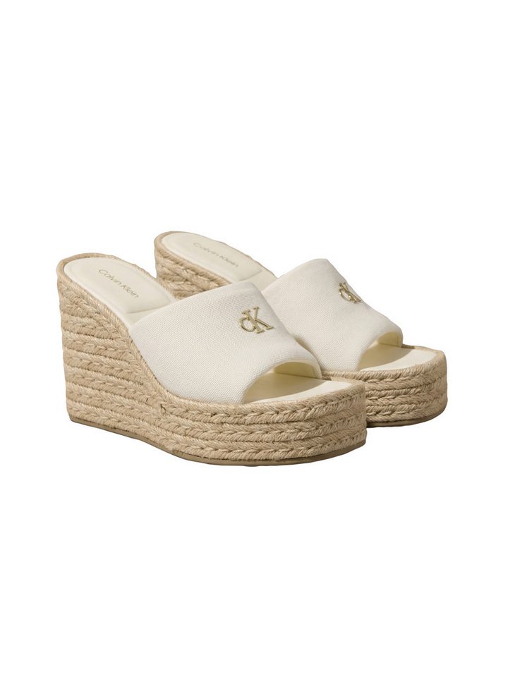 Calvin Klein Keilpantolette Sommerschuh, Urlaubsschuh mit Plateau und Jutebesatz (beige)