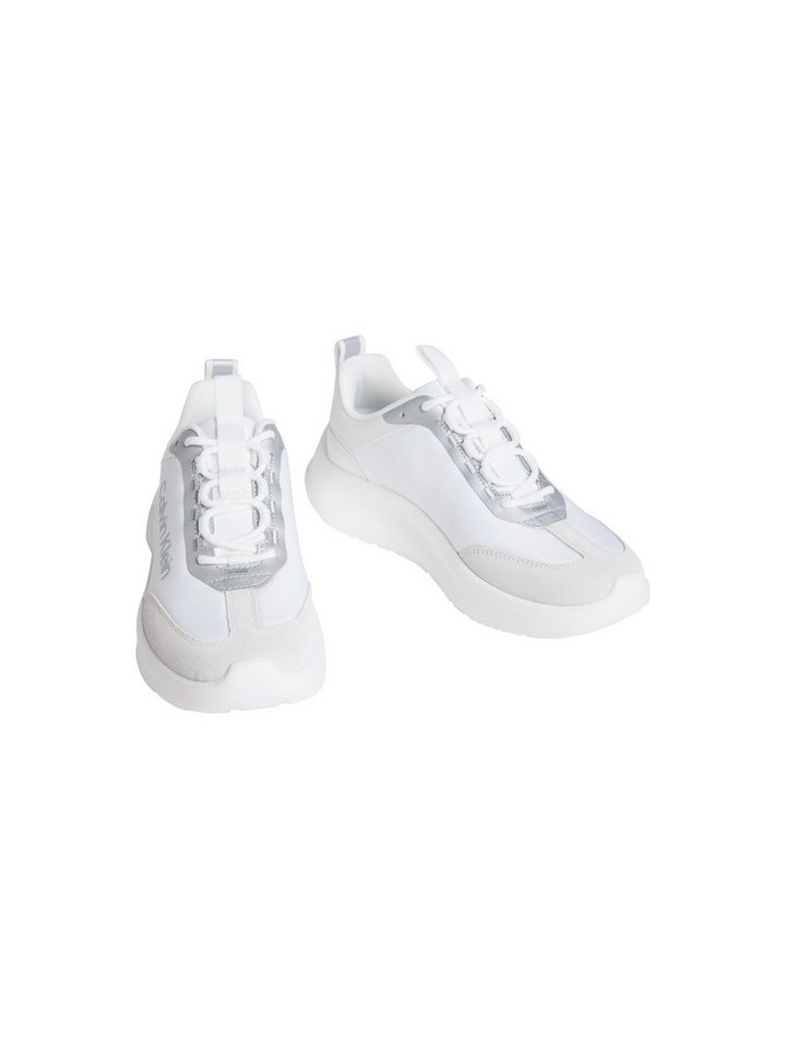 Calvin Klein LIGHT EVA RUNNER NYL-SUE Slip-On Sneaker Schlupfschuh, Slipper, Freizeitsneaker, Halbschuh mit Logo-Schriftzug (silber/weiß)