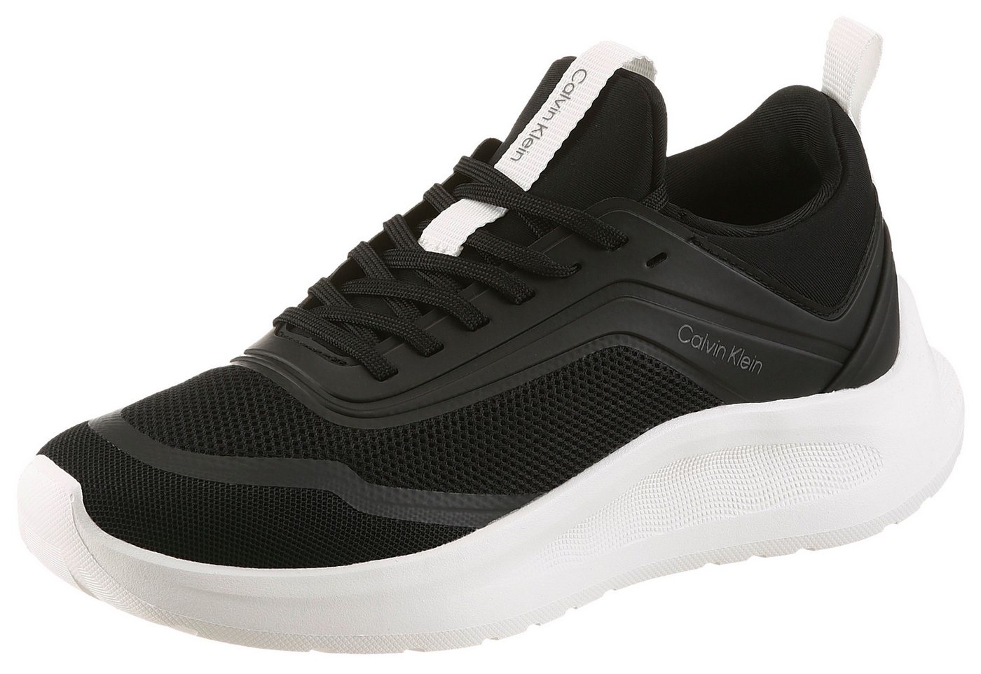 Calvin Klein LIGHT RUNNER SOCK MESH LYCRA Slip-On Sneaker Slipper, Halbschuh, Freizeitsneaker mit Mesh-Einsatz (schwarz/grau)