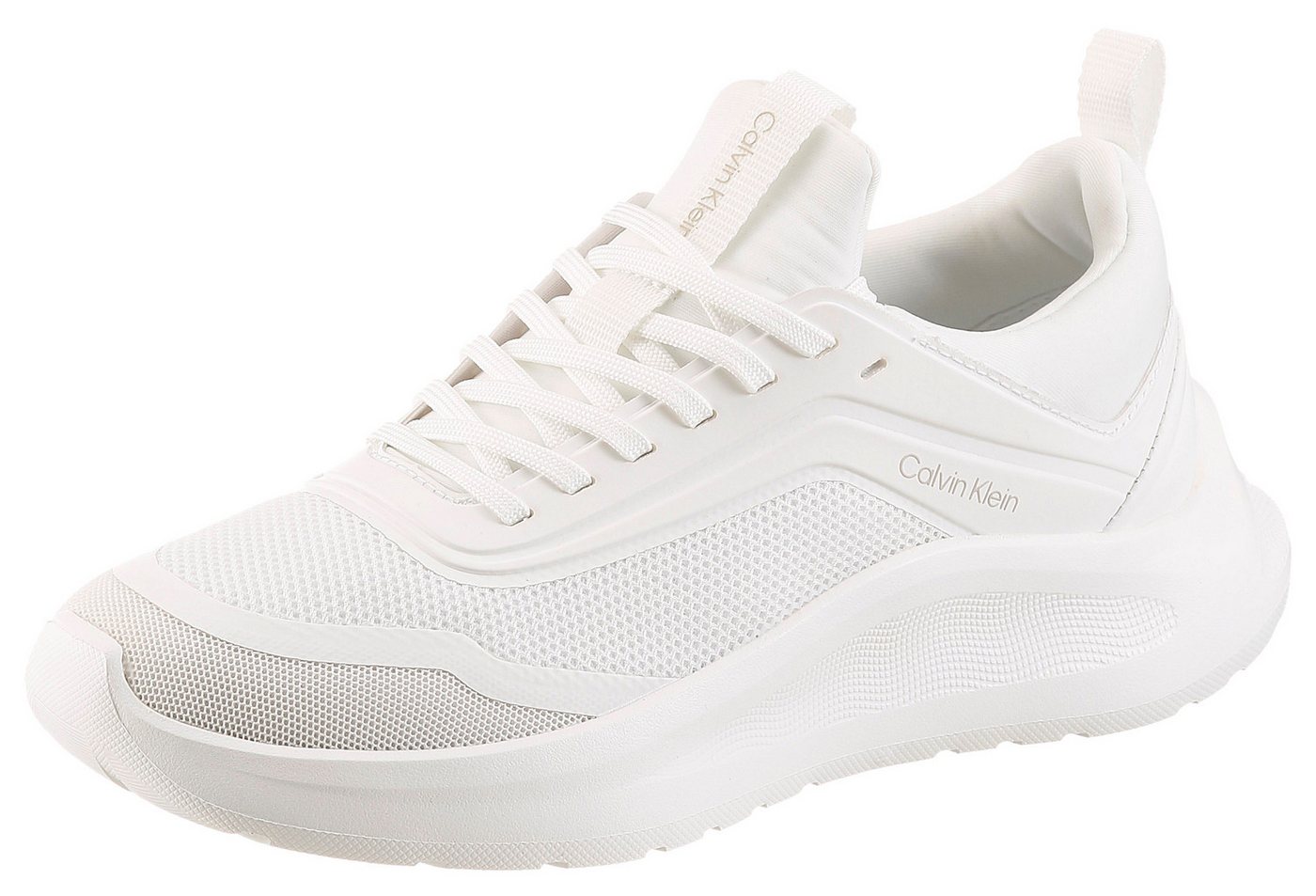 Calvin Klein LIGHT RUNNER SOCK MESH LYCRA Slip-On Sneaker Slipper, Halbschuh, Freizeitsneaker mit Mesh-Einsatz (weiß)