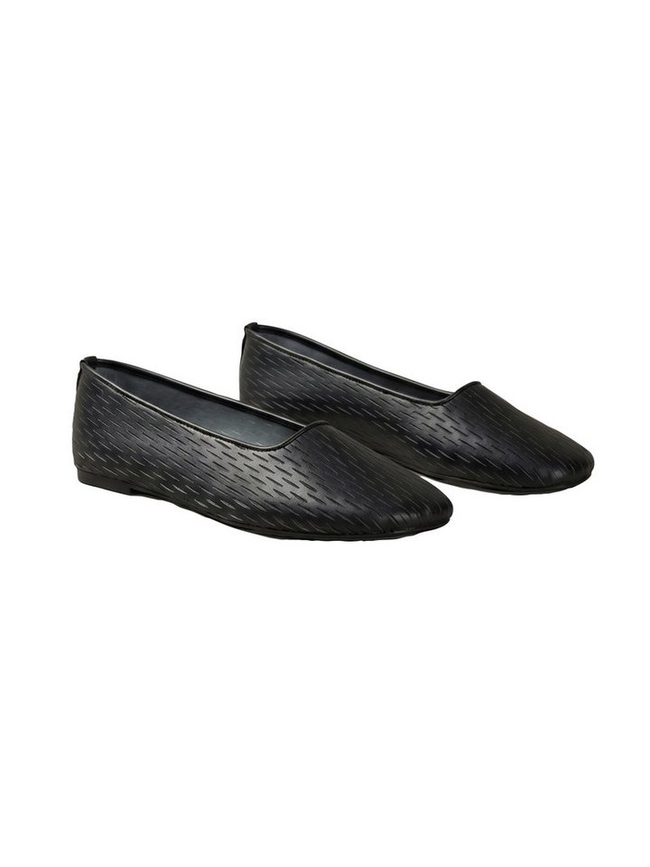 Calvin Klein OBLIQUE BALLERINA CUT LTH Ballerina Schlupfschuh, Flats, Loafer mit Textur, schmale Form