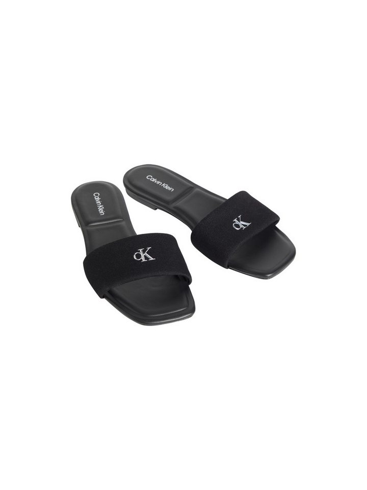 Calvin Klein SQUARE FLAT SNDL CANVAS HW Pantolette Strandschuh, Badeschuh, Sommerschuh mit Blockabsatz