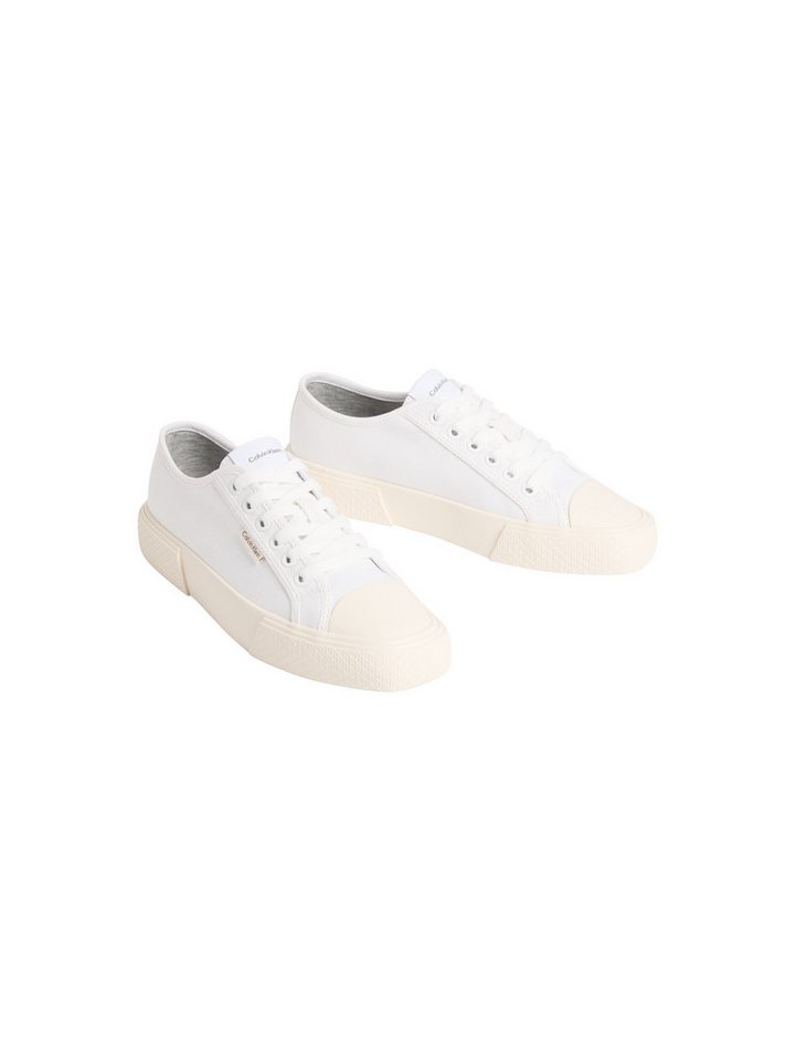 Calvin Klein VULC LACE UP CANVAS Plateausneaker Schnürschuh, Canvas-Sneaker, Halbschuh mit Gummikappe (weiß)