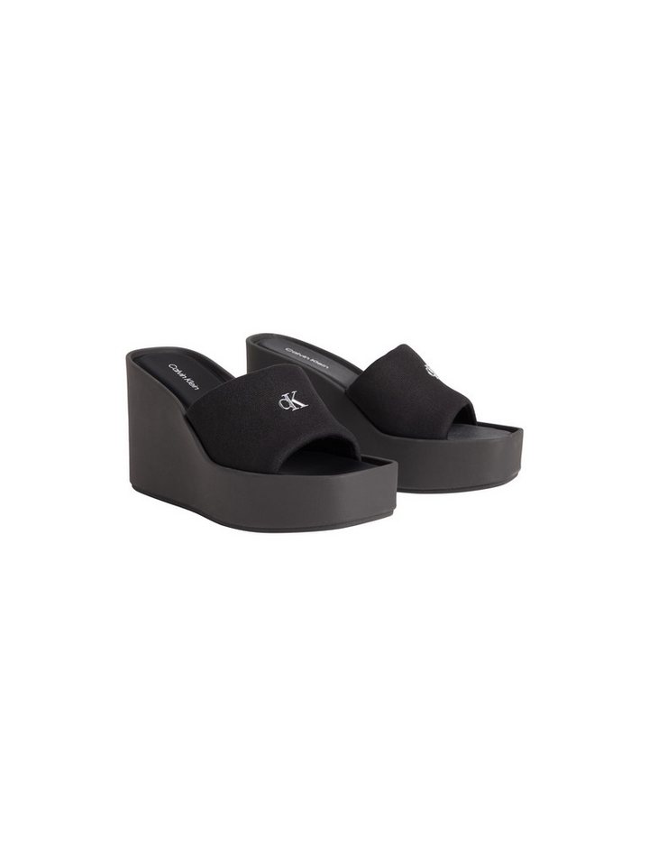 Calvin Klein WEDGE 70 SNDL CANV MG Keilpantolette Sommerschuh, Pantolette, Schlappen mit Plateau