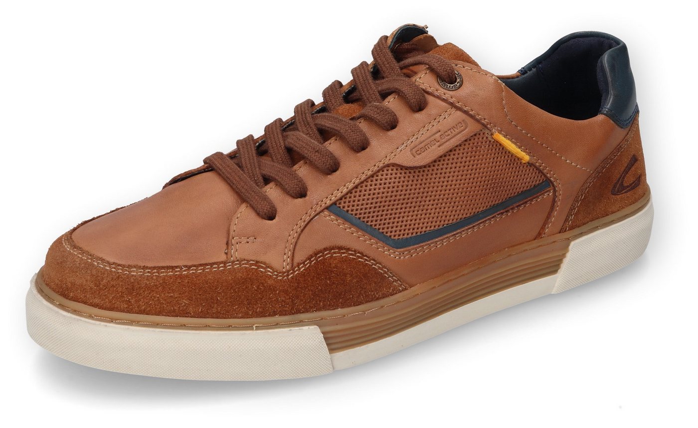 camel active Sneaker, Retro Sneaker, Schnürschuh, Halbschuh mit Lederinnensohle (blau/braun)