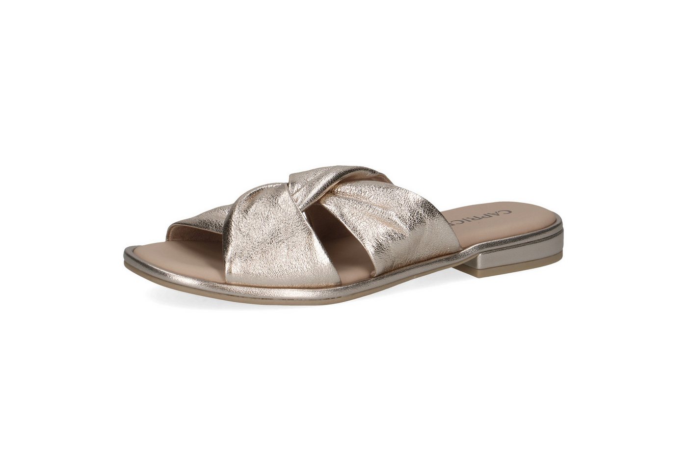 Caprice Pantolette, Blockabsatz, Sommerschuh mit hochwertiger Memotion Ausstattung (platin-metallic)
