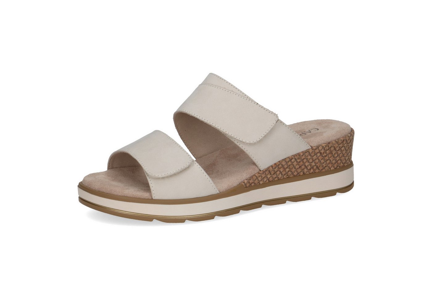 Caprice Pantolette Keilabsatz, Sommerschuh, Schlupfschuh mit zwei Klettriemen
