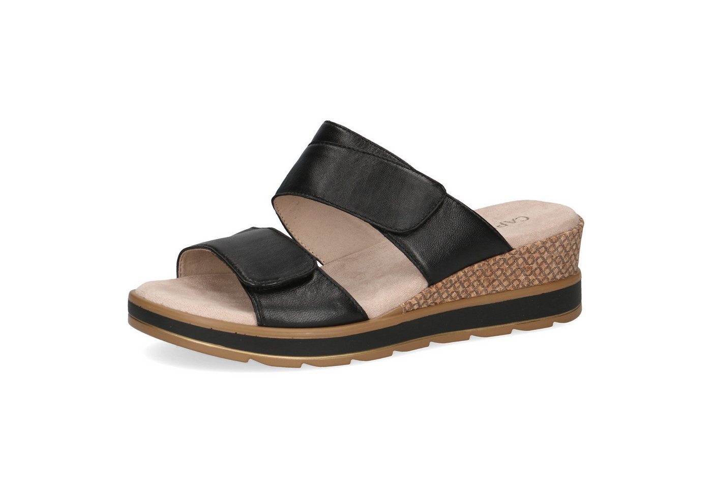 Caprice Pantolette Keilabsatz, Sommerschuh, Schlupfschuh mit zwei Klettriemen